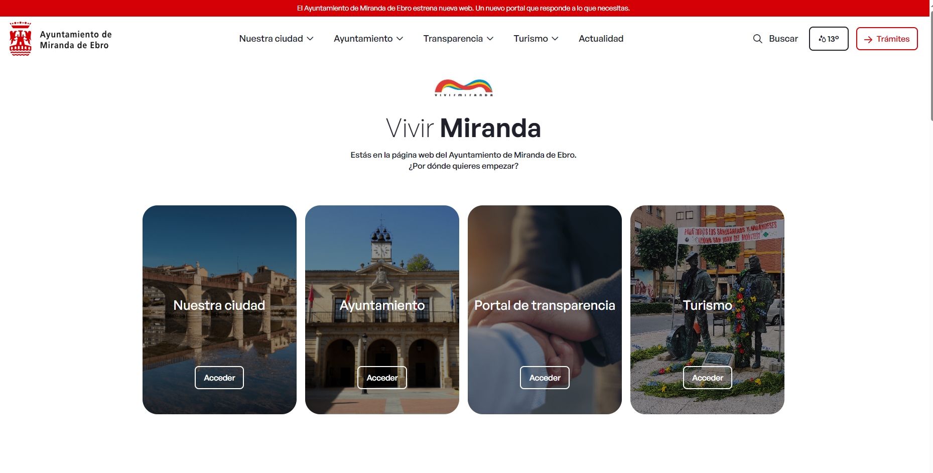 imagen de la nueva web municipal de Miranda de Ebro