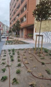 Concluidas las obras de las aceras en números pares en Ronda del Ferrocarril entre parque y Rotonda de la M 2 concluidas obras aceras ronda 1