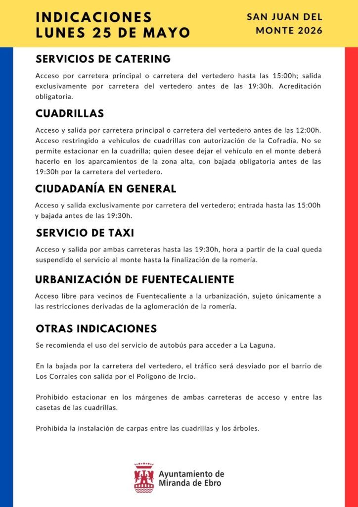 Indicaciones lunes 25 de mayo – San Juan del Monte 2026 1 INDICACIONES LUNES SAN JUAN DEL MONTE 25 MAYO 2026 enviado 19 mayo 2026